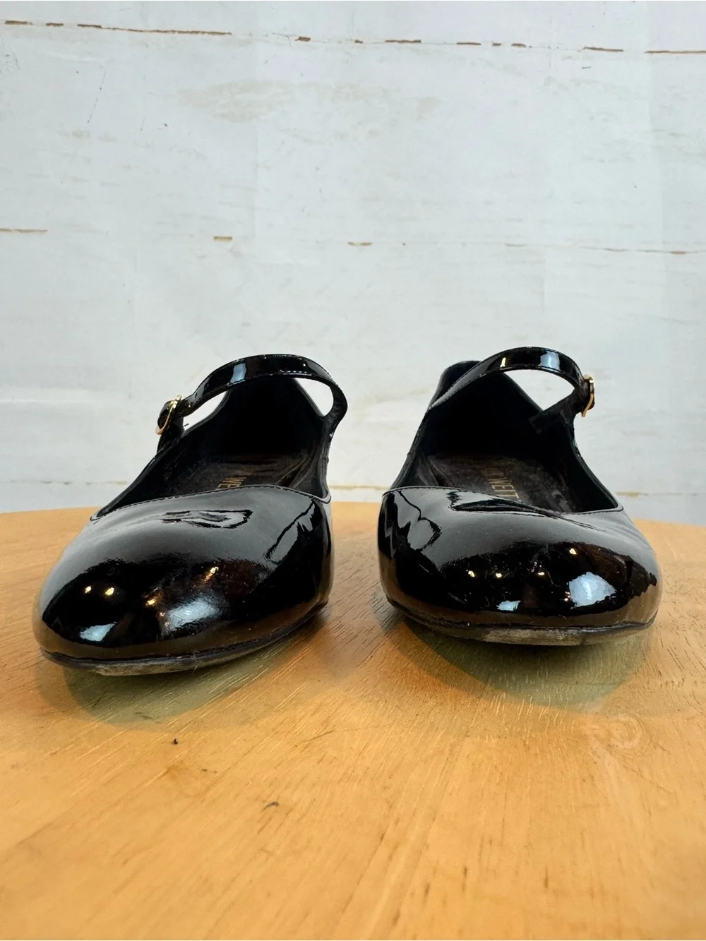 Stuart Weitzman Black Patent Leather Mary Jane Block Heel Shoe, 6.5